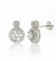 .925 Sterling Silver Womens Floating Halo Cubic Zirconia Stud Earrings - C012978TX9B