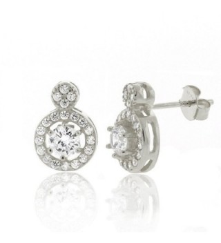 .925 Sterling Silver Womens Floating Halo Cubic Zirconia Stud Earrings - C012978TX9B