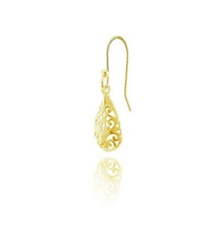 Sterling Pear Shape Filigree Polished Earrings