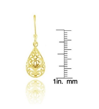 Sterling Pear Shape Filigree Polished Earrings in Women's Drop & Dangle Earrings