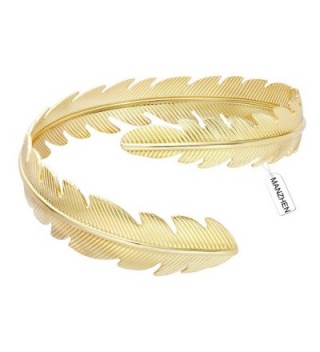 MANZHEN Gold Tone Swirl Leaf Feather Upper Arm Bracelet Armlet Cuff Bangle Armband Adjustable - Gold - CG12MYBL8DP