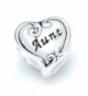 925 Sterling Silver Aunt Love Heart Family Bead For European Charm Bracelets - CX11WKWGEVH