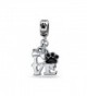 Bling Jewelry Love Dog Puppy Paw Print Enamel Dangle Bead Charm Silver - CP11T7ZKDRV