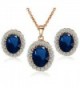 Yoursfs Kate Middleton Style Navy Blue Crystal Stud Earrings Necklace Set For Women Fashion Jewelry - CX11NHHMJBD