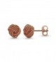 925 Solid Sterling Silver High Polished Braided 8mm KNOT Stud Earrings Rose Gold - C81883XLIQ0