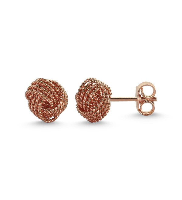 925 Solid Sterling Silver High Polished Braided 8mm KNOT Stud Earrings Rose Gold - C81883XLIQ0