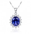 BONLAVIE Princess Diana 8.15ct Created Blue Tanzanite 925 Sterling Silver Pendant Solitaire Necklace 18" - C712N3584A3