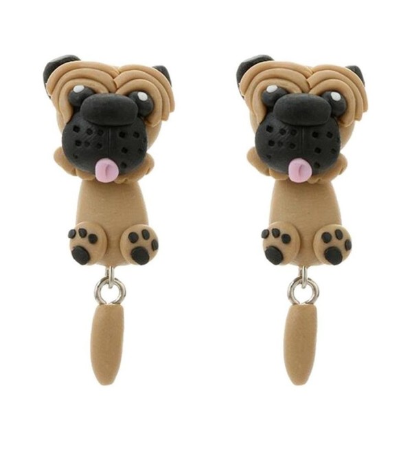 Women Earrings- FTXJ 1Pair Novelty Handmade Polymer Clay Jewelry Cute Cartoon Animal Stud Earrings - Pug Dog - CX189N3YZWR