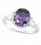 2Ct Oval Purple Cz & Baguette Cz .925 Sterling Silver Cocktail Ring Sizes 5-10 - C011J0P0Z3F