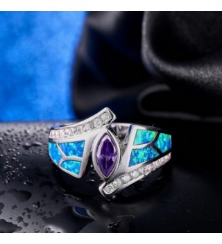 Purple Zirconia Rhodium Plated Flower Jewelry in Women's Statement Rings