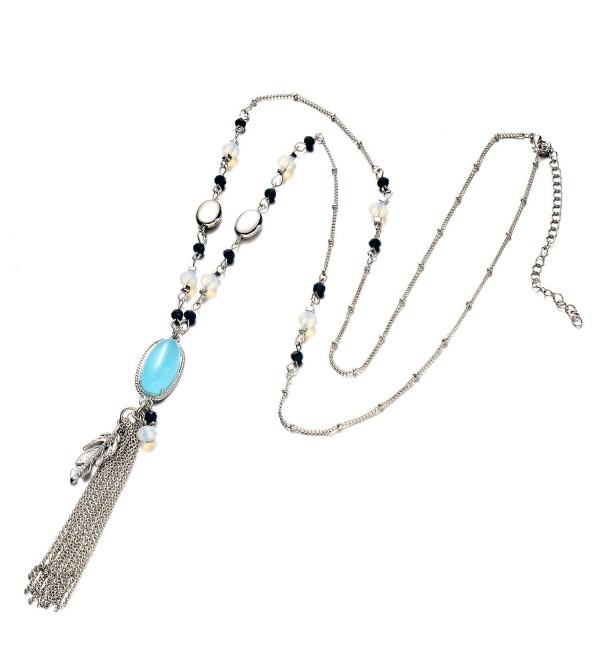 Onnea Cocktail Multi Colors Stone Tassel Necklace - C112MDF1D9X