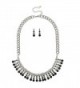 Lux Accessories Pave Crystal Multi Color Black Stone Statement Bib Necklace Matching Earrings - C9127ZWV515