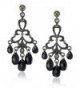 1928 Jewelry Jet and Black Crystal Chandelier Earrings - CW111QLMABF