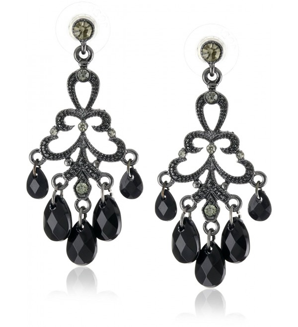 Jet and Black Crystal Chandelier Earrings - CW111QLMABF