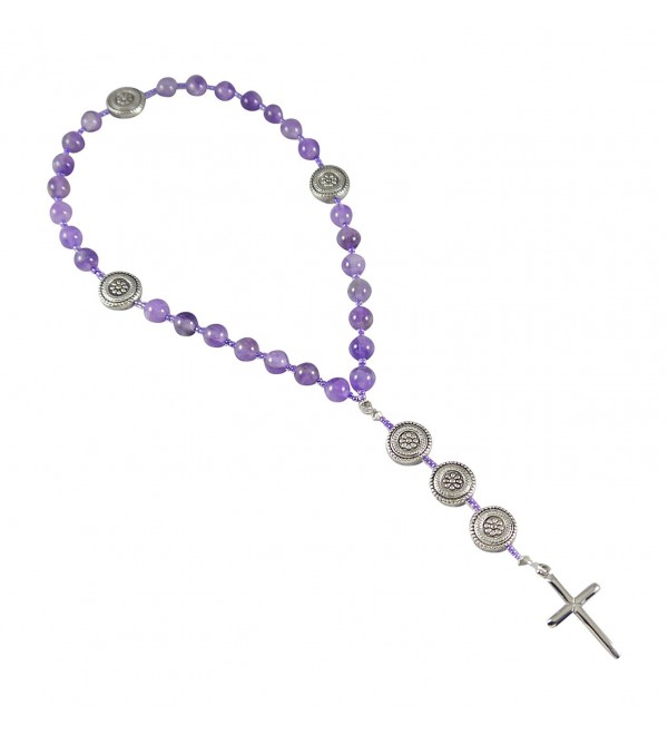 Anglican Rosary Beads- Amethyst- Flowers- Prayer Bag- Instruction Booklet - CM12MYFI9Y8