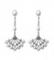 Rosemarie Collections Women's Vintage Style Faux Pearl Chandelier Dangle Earrings - Silver Tone - CV17X6ILE6K