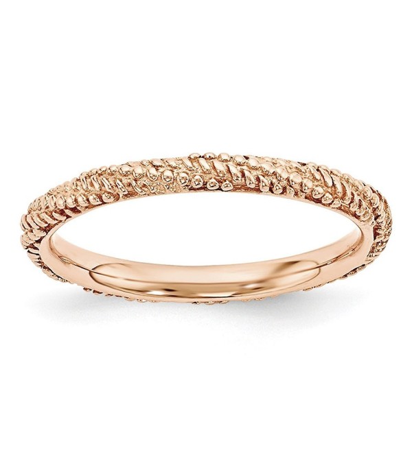 2.25mm Rose Gold Tone Plated Sterling Silver Stackable Textured Band - CG12K7JG1HB