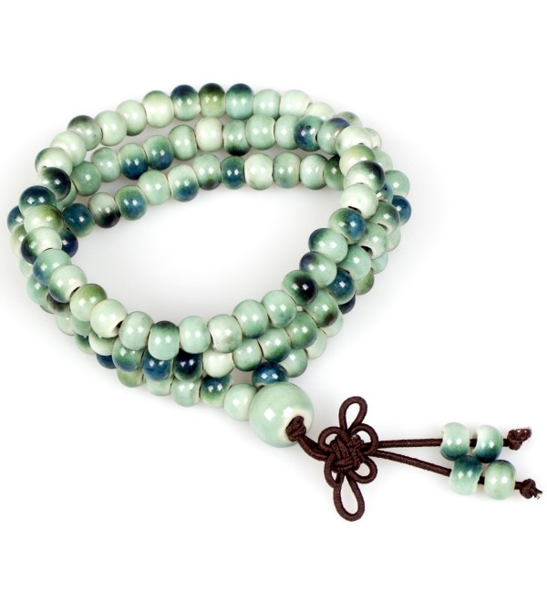 Handmade Porcelain Buddhist Bracelet Necklace - Color Emerald Green - CY186DK7R5U