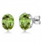 925 Sterling Silver Green Peridot Gemstone Birthstone Women's Stud Earrings (2.60 Cttw- Oval 8X6MM) - CU115V6F30H