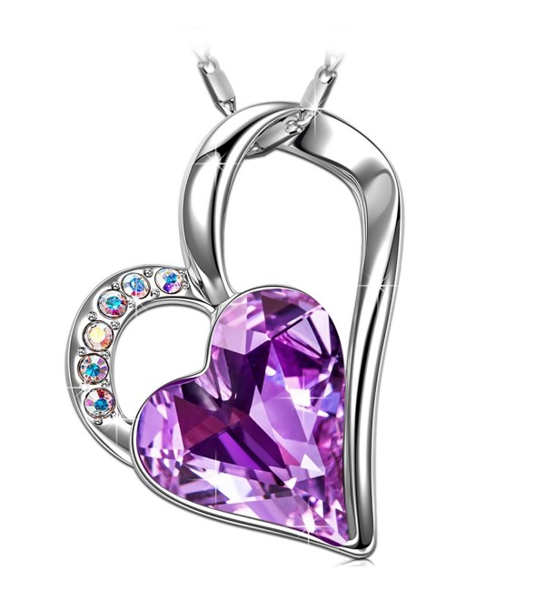 SIVERY 'Eternal Love' Women Heart Necklace with Swarovski Crystal- Jewelry for Women Gifts for Mom - Purple - CI12O6PM9VJ