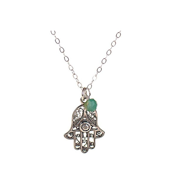 Sterling Silver Hamsa Filigree Necklace- Lucky Protection for Evil Eye - CD11D3D3WET