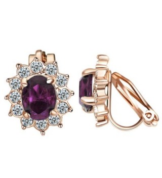 Yoursfs Clip on Earrings For Women Purple Crystal & Small Cubic zirconia Floral Clip Earrings - Purple - CZ18C9DZY7Q