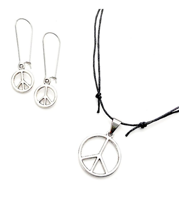 Sabai NYC Classic Peace Sign Earring & Adjustable Necklace Set - C8186N5T3KT