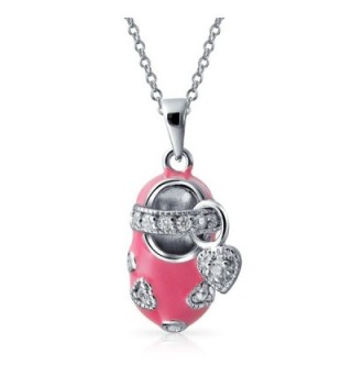 Bling Jewelry Pink Baby Bootie Shoe Pendant Sterling Silver Necklace 18 Inches - C7114JYE7SL