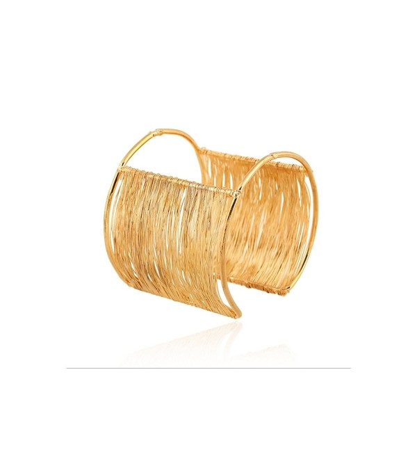 18K Gold Plated Wire Coil Cuff Bracelet - CZ12NGEG1MS