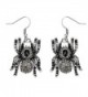 Szxc Jewelry Spider Dangle Earrings Halloween Gifts for Women Teen Girls - silver black - CN17YAY3ESW