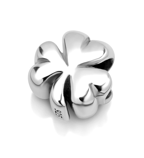 925 Sterling Silver Shamrock Clover Leaf Bead Charm Fit Major Brand Bracelet - CB11DM5NASZ