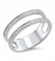 White CZ Cute Open Bar Ring New .925 Sterling Silver Band Sizes 5-10 - CG12HBSKLW7