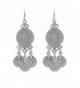 Long Vintage Boho Unique Antique Large Silver Statement Retro Elegant Big Dangle Earrings - CY12NS3MPFB