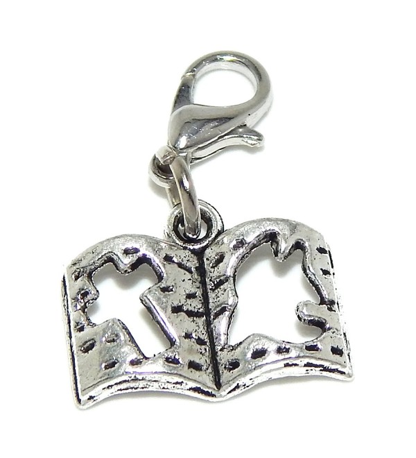 Pro Jewelry Dangling "Church Bible w/ Dove and Cross" Clip-on Bead for Chain Link Charm Bracelets 10699 - CN11PW8TYMH