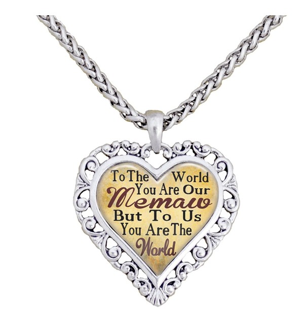 Memaw You Are The World To Us Silver Chain Necklace Heart Jewelry Grandmother - CX12BP27A4B
