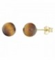 Trustmark 14K Yellow Gold 6mm Natural Brown Tigers Eye Ball Stud Post Earrings Solid - CD118ZIEA51