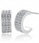 Joyfulshine Womens Crystal Zircon Half Ring Stud Earrings White Gold Plated - CN11A3NWXBJ