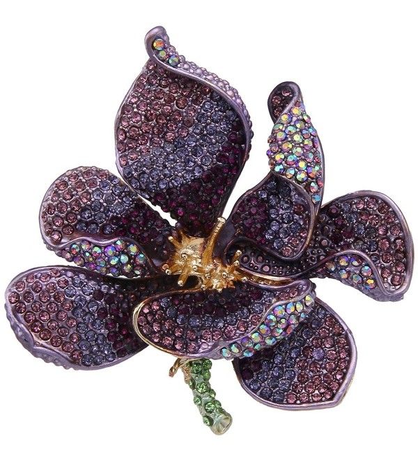 EVER FAITH Women's Austrian Crystal Orchid Flower Petal Brooch - Purple Gold-Tone - C112NUZSF9L