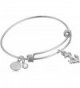 Halos & Glories- "Anchor" Charm Bangle Bracelet - Shiny Silver - CQ185OCD833