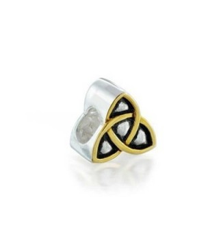 Bling Jewelry Triquetra Celtic Knot Bead Charm Gold Plated 925 Silver - CY116C12HFT