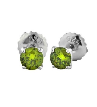 Ellah: 4mm 0.5ct Brilliant-cut Simulated Peridot Screw Back Stud Earrings 925 Silver- 1006 - C111LZ2OHIP