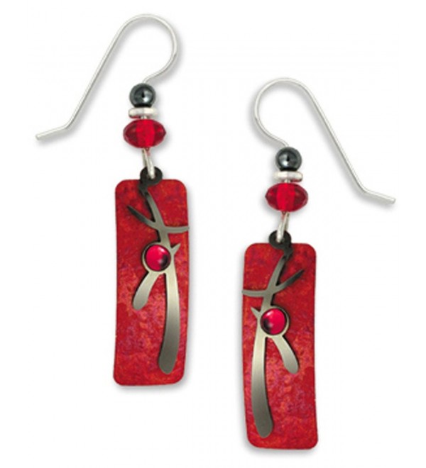 Adajio By Sienna Sky Red Silver-tone Column Overlay Earrings 7297 - CH11BLMW169