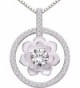 ALOV Jewelry Sterling Silver Pure Love Cubic Zirconia Pendant Necklace - CH186DXTC5Y