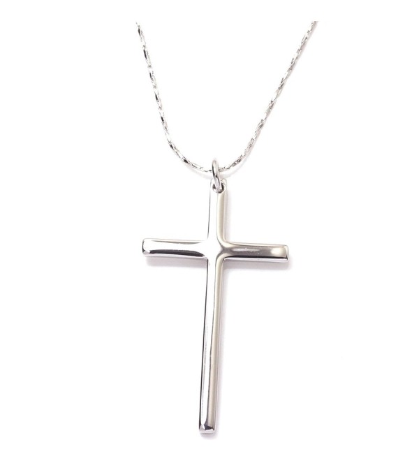 FC JORY Rose Gold Plated & White Gold Plated Polished Mens womens Simple Cross Pendant Necklace - Silver - CN12N3C7C7F