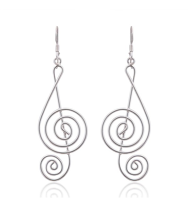 925 Sterling Silver Light Wire 45 mm Long G-Clef Music Note Dangle Hook Earrings - CG11LWHSBRV