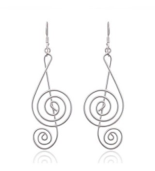 925 Sterling Silver Light Wire 45 mm Long G-Clef Music Note Dangle Hook Earrings - CG11LWHSBRV