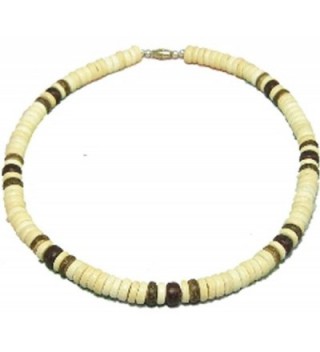 Native Treasure - 18" Coco Wood Bead Necklace - Blond Coco 3 Dark - 8mm (5/16") - CI118S827D1
