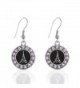 Eiffel Tower Circle Charm Earrings French Hook Clear Crystal Rhinestones - CA124BV8RTB