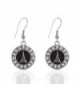 Eiffel Tower Circle Charm Earrings French Hook Clear Crystal Rhinestones - CA124BV8RTB