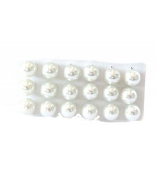 12mm Faux Pearl Ball Earrings 9 Pairs White Pearl Color - C1125UPLKC3
